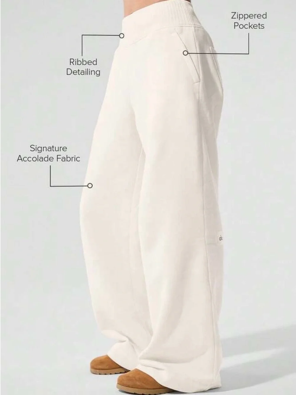 ALO Serenity Wide Leg Sweatpant in ivory